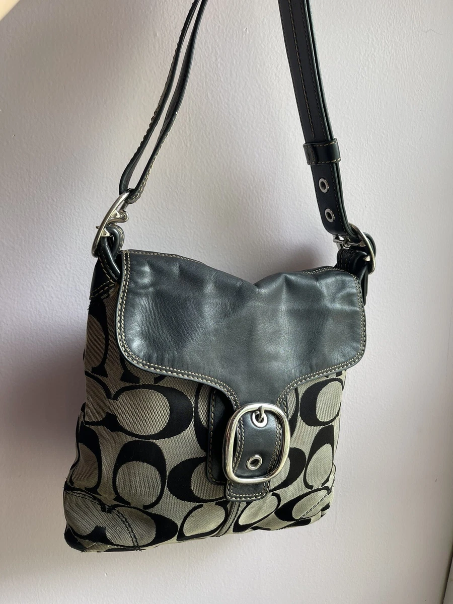 COACH Signature Leather and Canvas Flap Duffle # M0871-F13360  