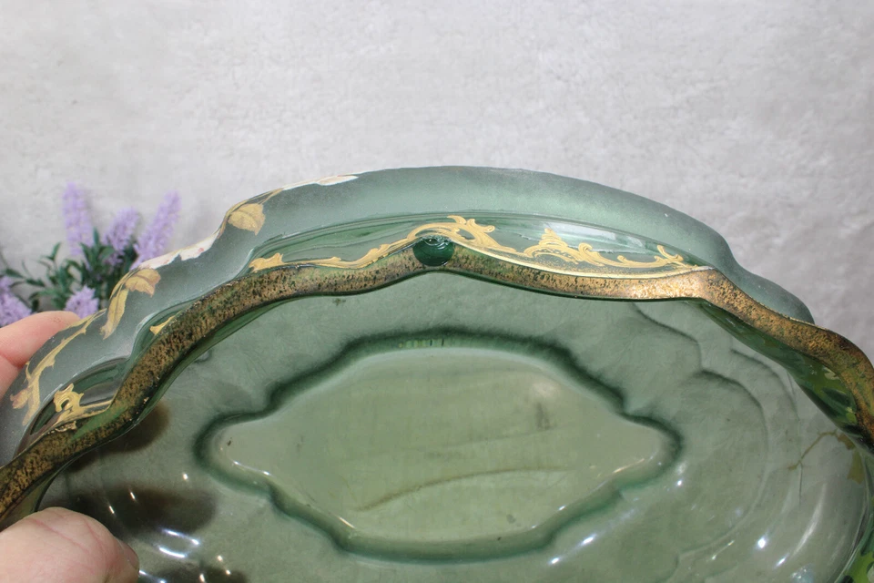 Antique art nouveau 1900s LEGRAS Montjoye glass enamel floral planter vase   - Image 4 of 4