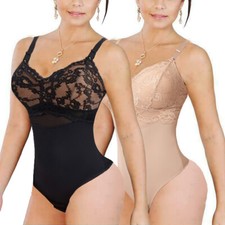 Women Firm Tummy Control Shapewear Bodysuit Shaping Lace Thong Full Body Shaper