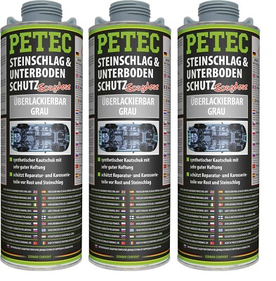 3 x 1liter  Petec Steinschlag- & Unterbodenschutz grau überlackierbar UBS 73310