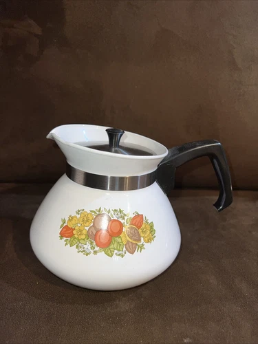 Vintage Corning Ware Spice of Life "Le The" Coffee Tea Pot Carafe, 6 Cup