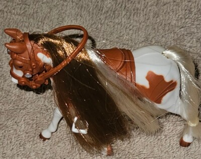 Vintage 2003 Lanard Toy Horse Plastic Figure With Saddle And Hair Mane Tail
