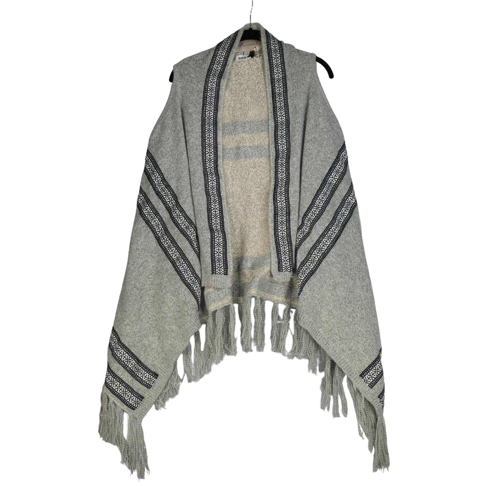 Ethereal By Paper Crane Gray Poncho Sweater Serape Size S Southwest Western
