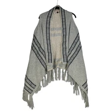 Ethereal By Paper Crane Gray Poncho Sweater Serape Size S Southwest Western