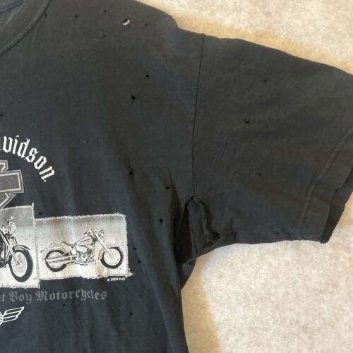 T-shirt Harley Davidson Furst of A Kind da uomo grande nera manica corta distrutta - Foto 4 di 14