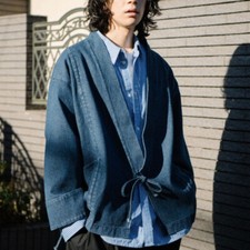 UK Unisex Adult Casual Denim Kimono Cardigan Loose Haori Jacket Outwear Coat