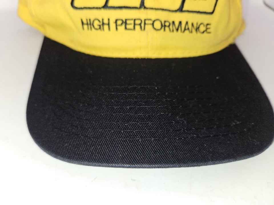Vtg JEGS High Performance Racing Hat Yellow Black Trucker Snapback Cap