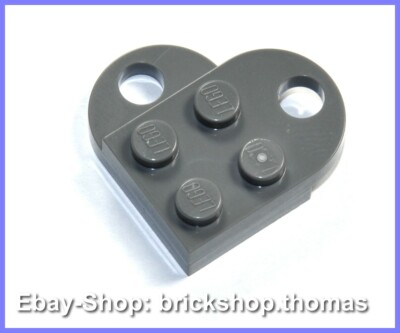 Lego Herz grau 2-teilig - 3176 - Heart two Parts Dark Bluish Gray - NEU / NEW
