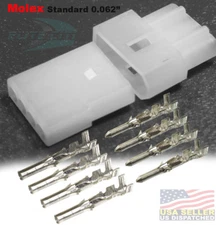 4 Pin Molex Connector lot, 1 Matched Sets, w/18-24 AWG .062" Free Hanging Plug