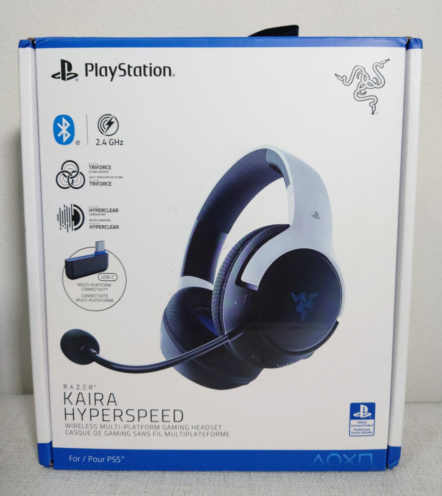 Razer Kaira Hyperspeed Wireless Headset PS5 PlayStation 5 White *Open Box*2.4ghz