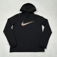 Nike Therma-Fit Swoosh Logo Just Do It Black Athletic Hoodie Sweatshirt Womens S