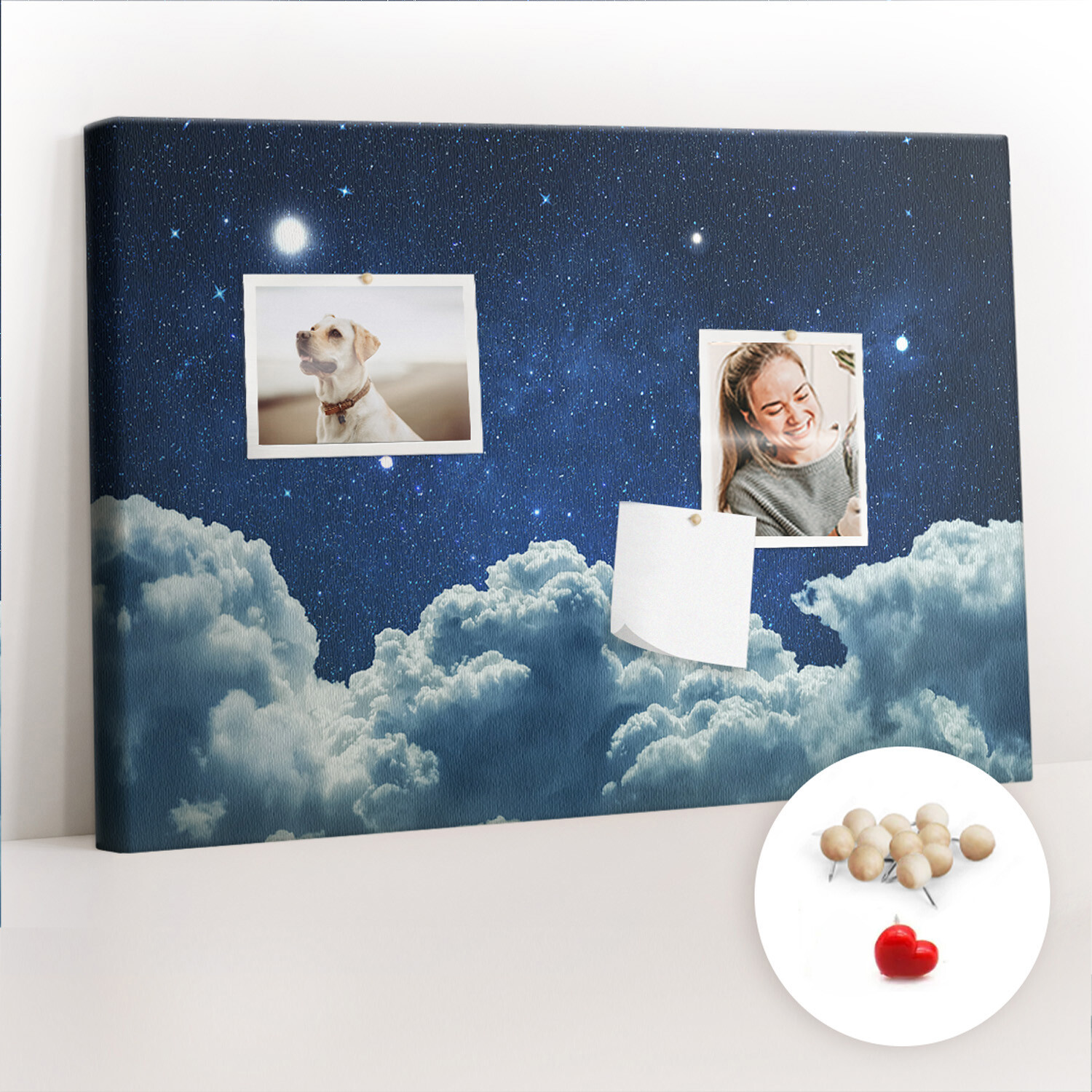 Tablero de Corcho Calendario escolar + 100 chinchetas 60x40 Cielo nocturno
