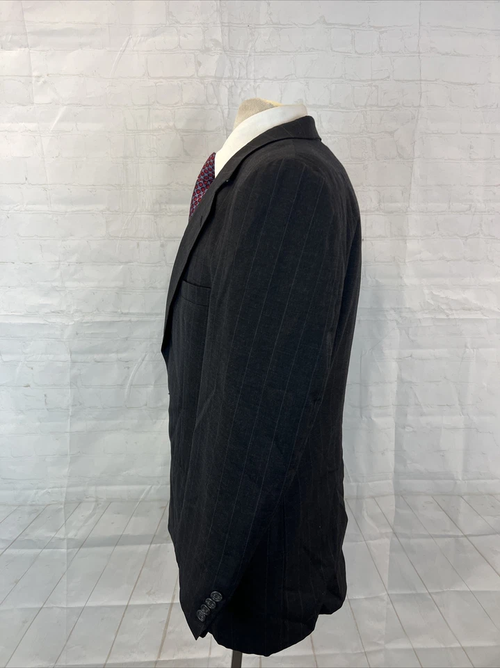 ВИНТАЖНЫЙ мужской темно-серый полосатый шерстяной блейзер Burberry 42R 1895 долл. США - Изображение 4 из 4