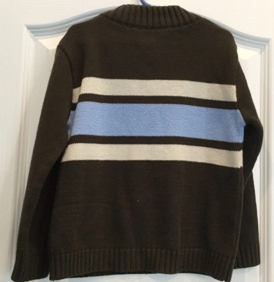 Arizona Jeans Co Boys Pullover Sweater Size M 5 to 6 Brown Blue White 88 - Image 3 of 4