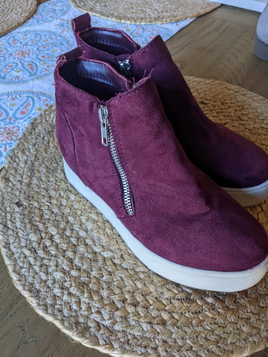 Maroon sales wedge sneakers