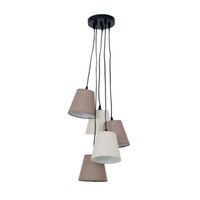 Pendelleuchte HäNgelampe Deckenleuchte Esszimmerlampe 5-Flammig Beige Textil