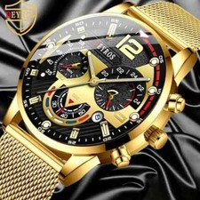 WATCH, ELEGANT MULTIFUNCTION GOLD FINISH WRIST WATCH