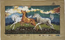 ETS Gobelin GALLOPING HORSES Horse Needlepoint Canvas 24.75" x 12.75"