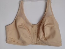 UNBRANDED 5XL BACK SUPPORT WIRELESS FRONT CLOSE 3 PART CUPS BRA BEIGE NEW