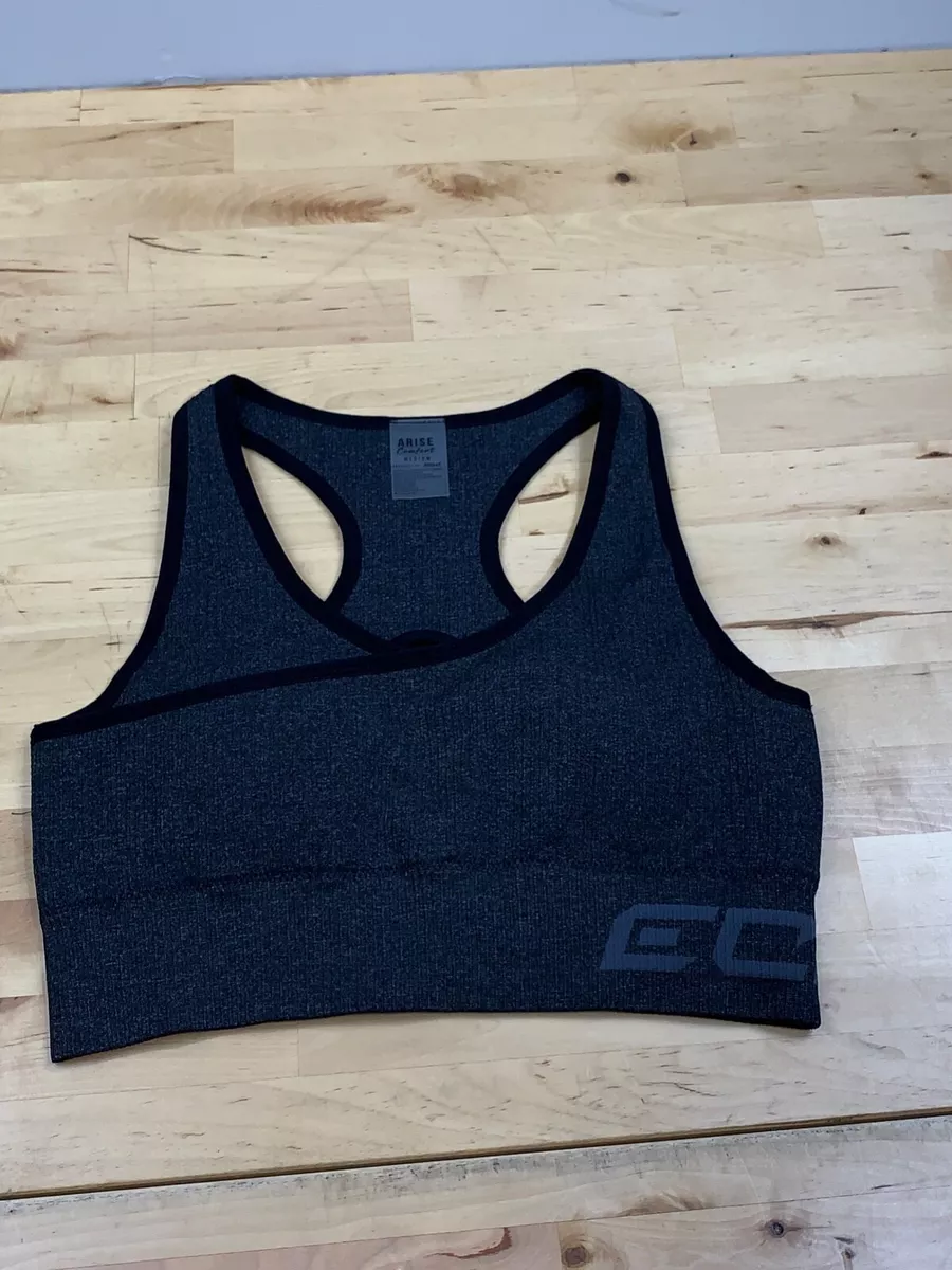 ECHT Arise Comfort Racerback Sports Bra M Black Gray Activewear Gym #7039