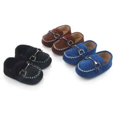 Baby Moccasins Faux Suede Soft Cotton Sole Size 0-18 Months Boy