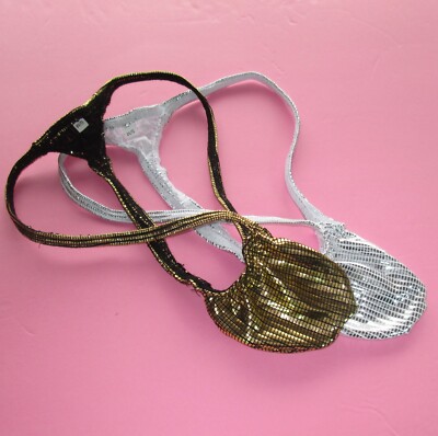 K4033 K403 Mens Grape Smugglers Pouch String Thong Foiled Metallic Plaid