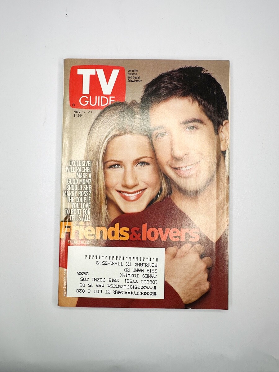TV Guide Nov 17-23 2001 Friends Lovers Jennifer Aniston David Schwimmer