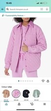 Amazon Aware Essentials Ladies Women’s Quilted Over Shirt Jacket Lilac Xxs New