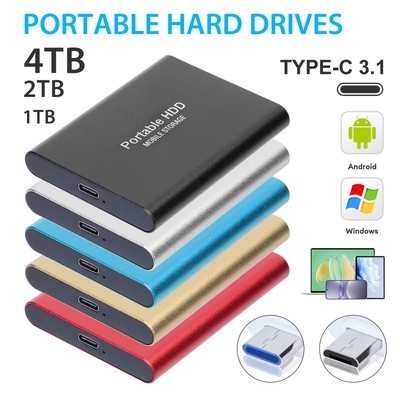 1T/2T/4T External Hard Drive Portable Fast Data Transfer Universal Type-C HDD 