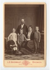 CAB PHOTO HANDSOME FAMILY, COUPLE + 4 CHILDREN FROM BREMEN, GERMANY,GRAPHIC BACK