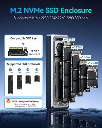 40Gbps USB 4 SSD Enclosure M.2 NVMe Case For Thunderbolt 3 4 4TB High-Speed - Picture 7 of 9
