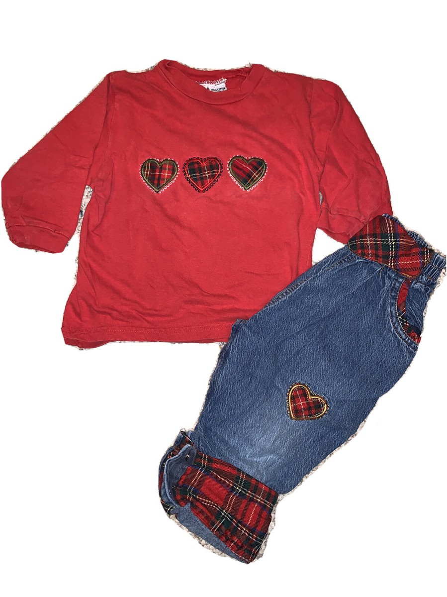 Rare Vintage Lyka Bear Baby Girls Shirt And Pants Matching Outfit