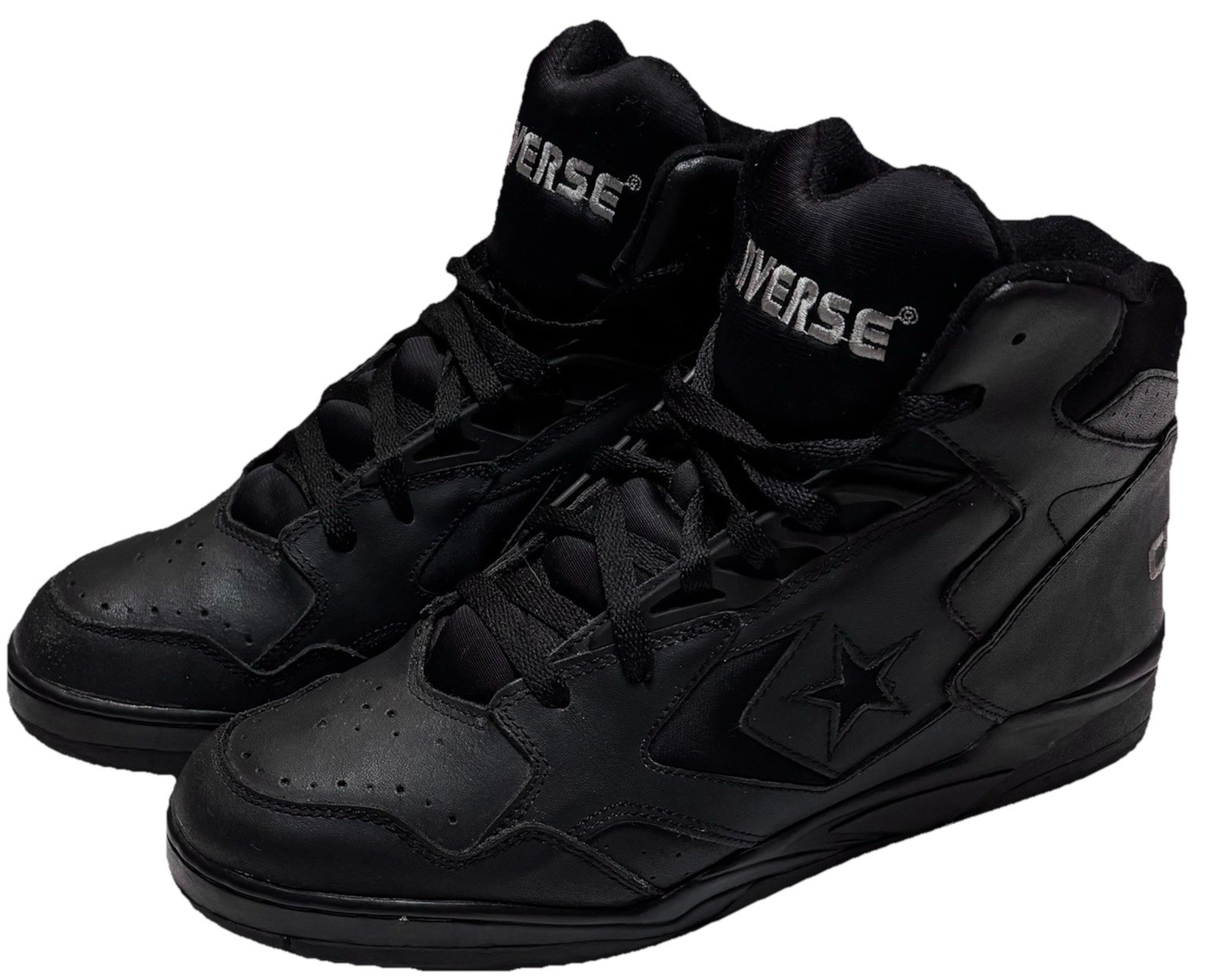 VTG Converse Icon Men’s 11 Black Leather High Top Basketball Shoes IC9407