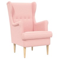Sessel Bouclé Rosa Stoff Polstersessel Wohnzimmer Sitzgelegenheit