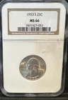 1953-S 25C Silver Washington Quarter - NGC MS66