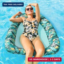 Inflatable Pool Floats for Adult, Fabric-Covered Comfort Pool Lounge C