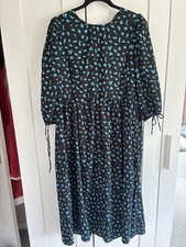 Pieces black blue midi dress new nwt puff sleeve Prarie boho summer chic whimsi