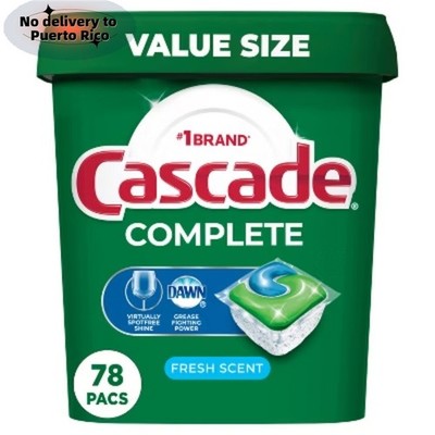 Cascade Fresh Scent Complete Pods Dishwasher Detergents new
