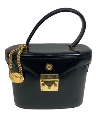 GIANNI VERSACE Vanity bag Black Authentic From Japan