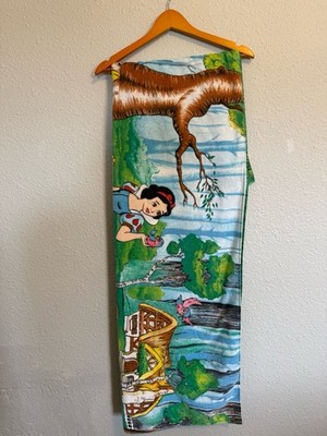 Vintage Disney Beach Towel Snow White & The Seven Dwarfs Cartoon 31x61 