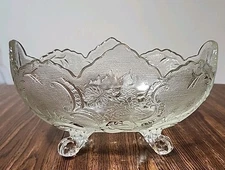 Lombardi By Jeanette Clear Glass Oval Footed Fruit Bowl Centerpiece Serving Bowl