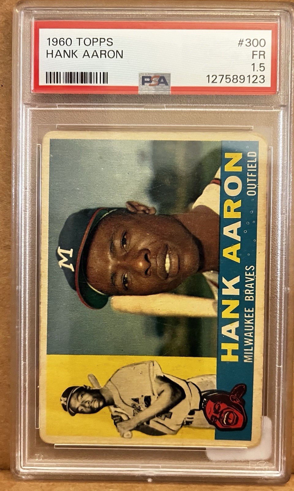 Topps 1960 Hank Aaron #300 Milwaukee Braves PSA 1.5 Graded Baseball Card