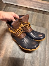 Girls' Sperry Saltwater Boot Navy Brown Size 4M