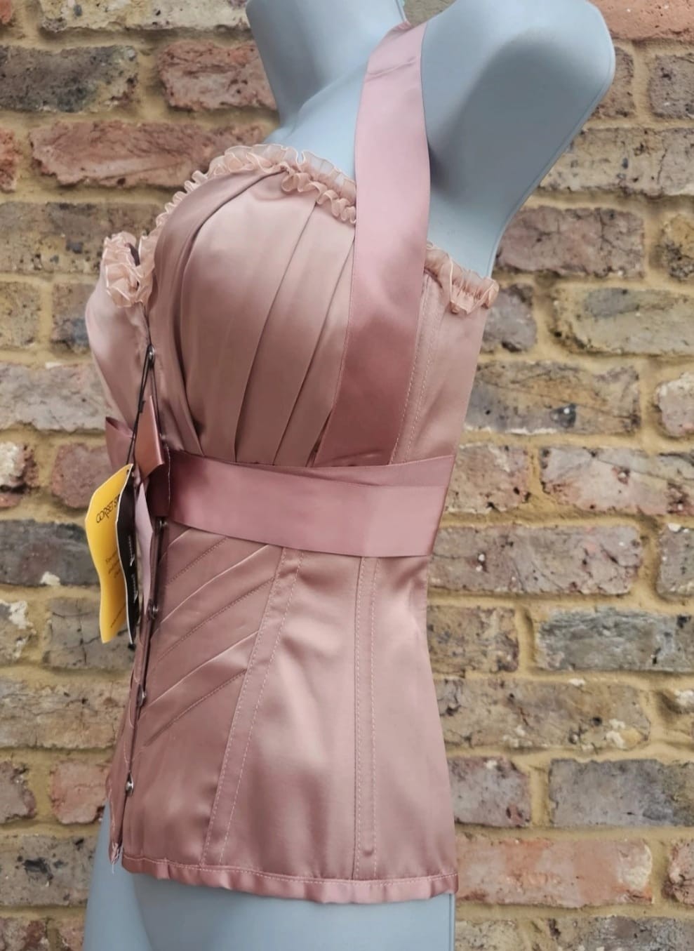 Corset Story Rose Gold Satin Halterneck Overbust Corset Size 10 UK