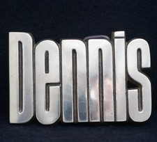 WC11142 AWESOME VINTAGE 1978 CUT-OUT  DENNIS  NAME ARTWORK BRASS BELT BUCKLE