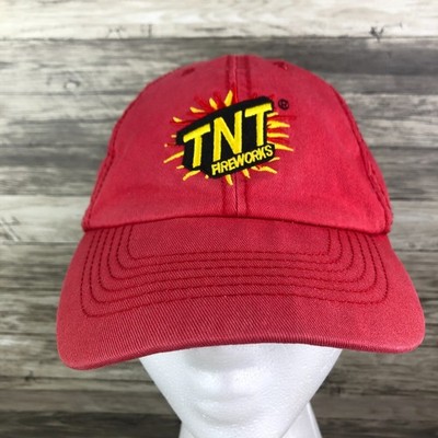 TNT Fireworks Embroidered Distressed Baseball Cap Adjustable Red *Read*