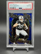 2024 Select Brock Bowers Blue Disco Prizm /25 Rookie PSA 10