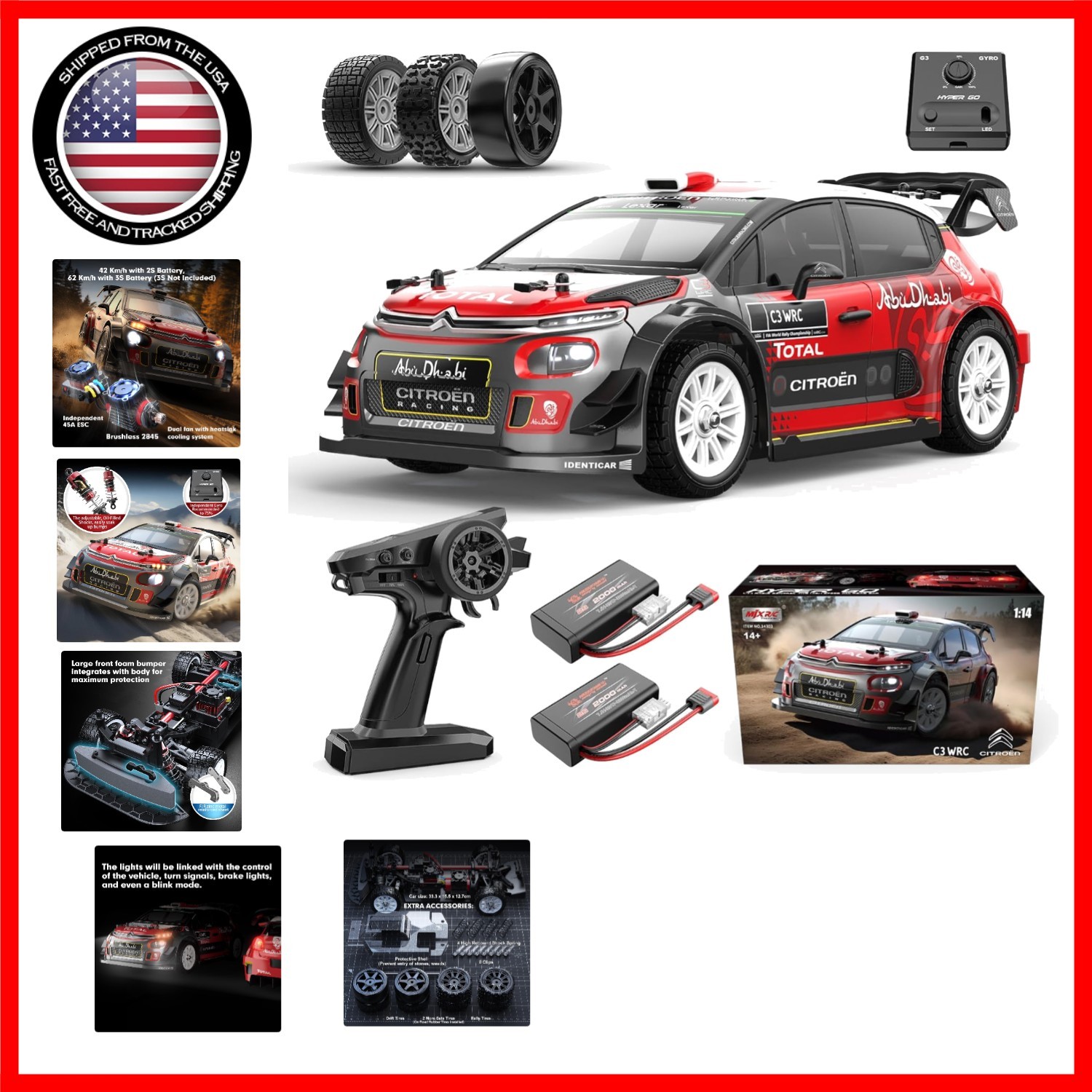 - 40mph Brushless With Gyro & All-terrain Tires