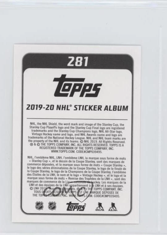 2019-20 Topps NHL Stickers Ryan Ellis #281 - Image 2 of 2