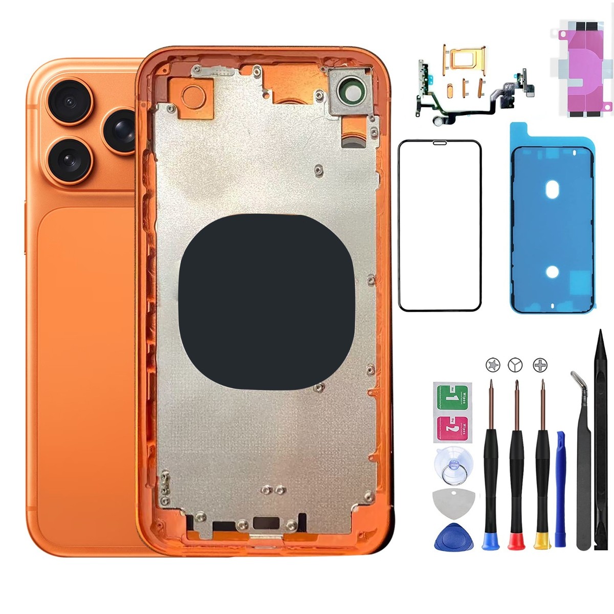 DIY Housing For iPhone XR to 17 Pro with Repair Tool Kit（Orange